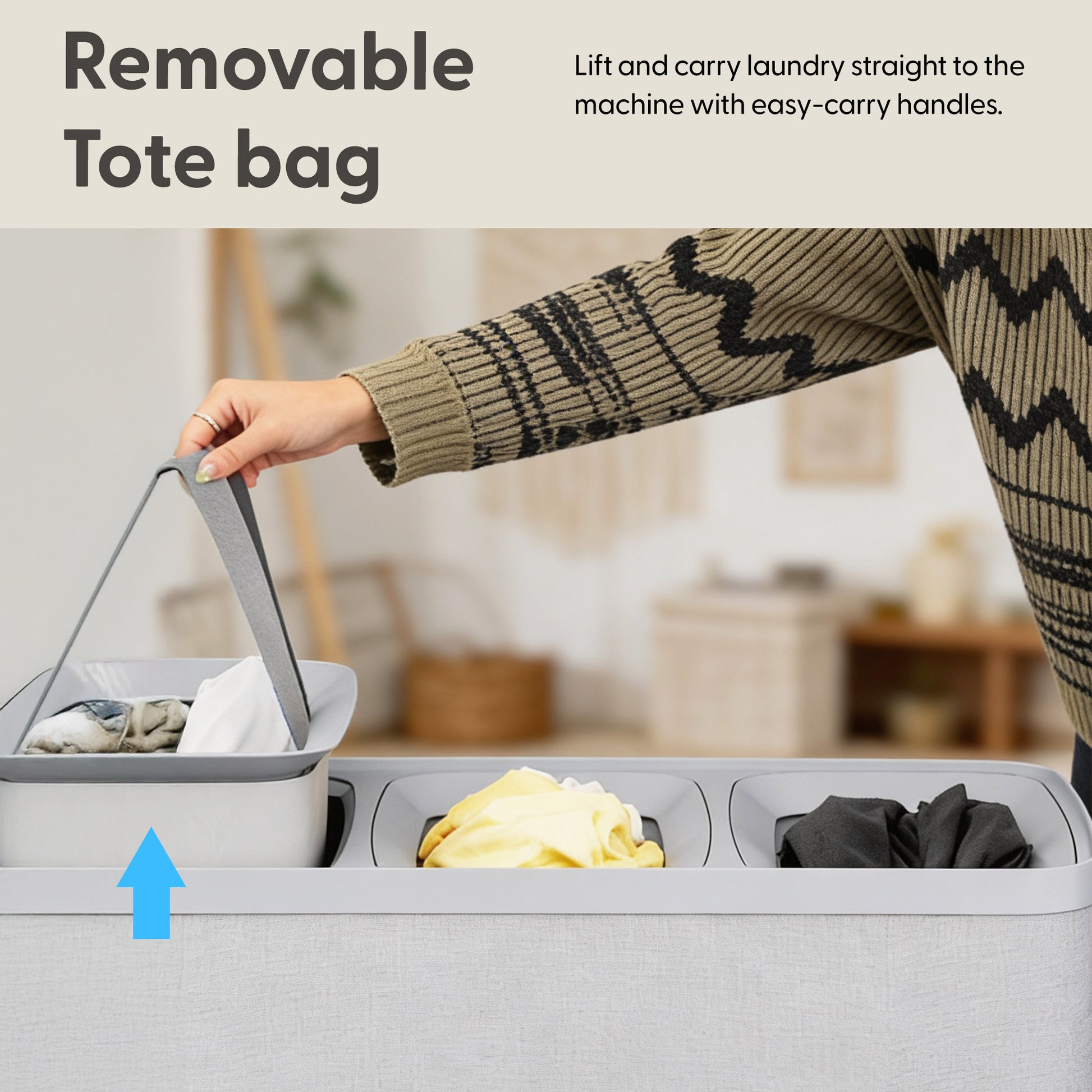Collapsible Laundry Basket with Lid & Removable Liner