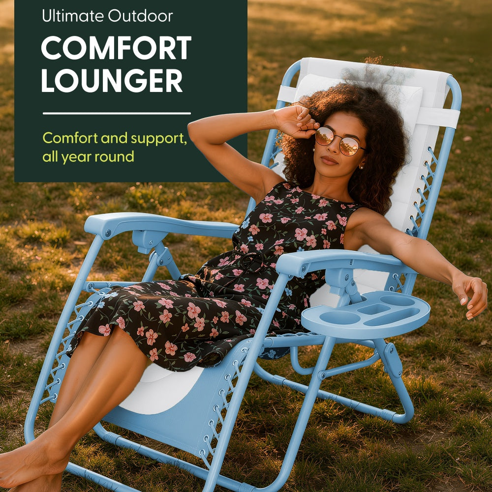 Blue XXL Zero Gravity Chair Folded Compact