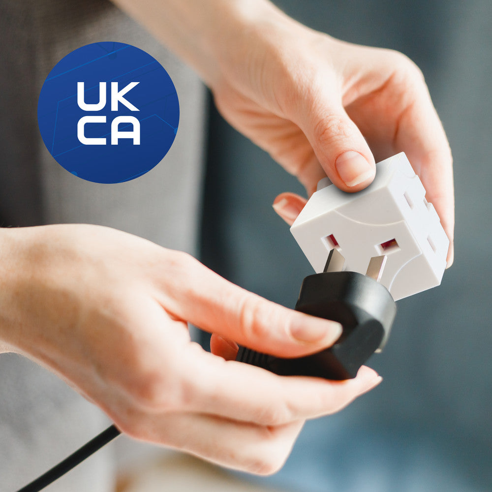 Desiretech 2 Way Adaptor – UK Double Plug Adapter with 13A Fuse – Compact Multi Plug Socket for Home & Office – Dual Extension Plug for Appliances, TV, PC, Kitchen & Lighting – White