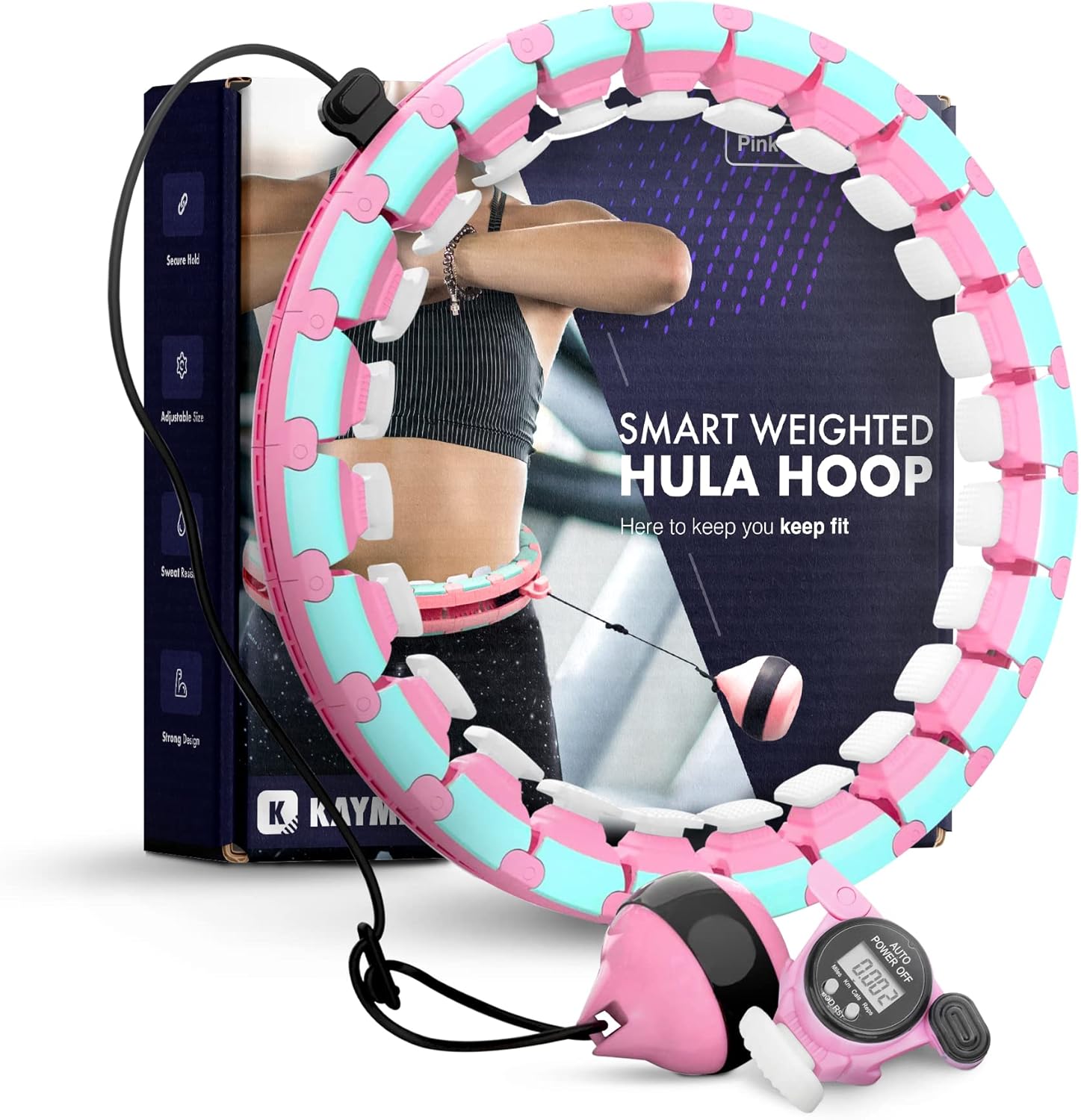Kayman Hula Hoop Pro: 24-Section Weighted Ring with 360° Auto-Spinning Ball for Fitness, Massage, and Weight Loss – image 2
