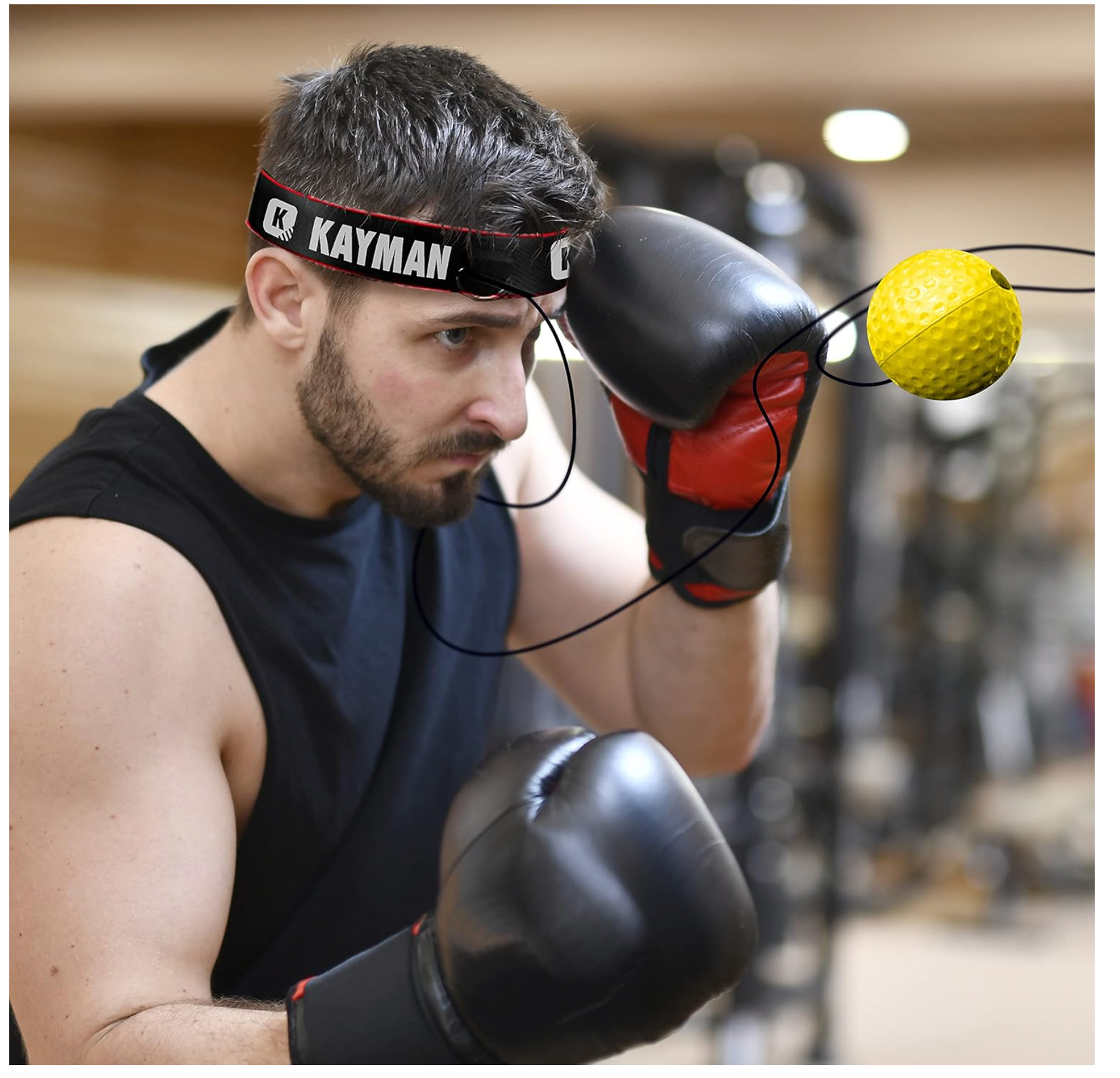 KAYMAN Boxing Reflex Ball – Headband Attached MMA Punch Training Ball, Speed & Reaction Fitness Equipment for Martial Arts, Combat Sports & Gym Exercise – Suitable for Adults & Children