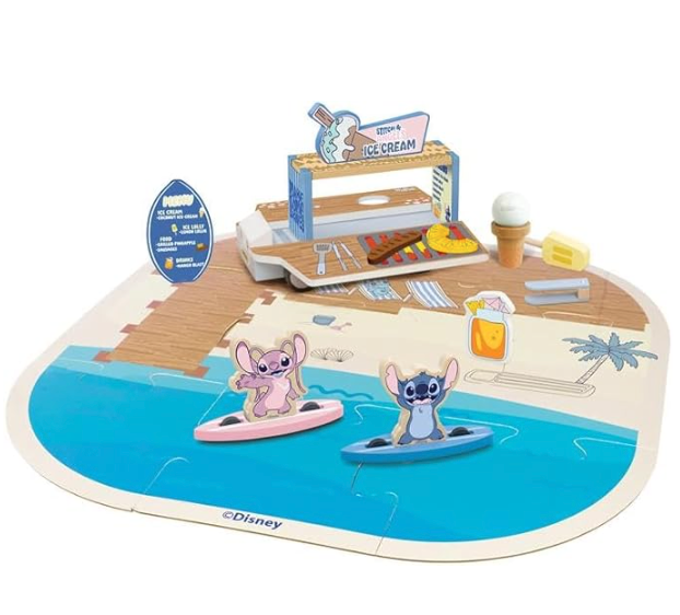 Disney Lilo & Stitch Transforming Ice Cream Truck Playset – Wooden Toy Vehicle with Beach Scene & Accessories – Ice Cream Van Car Toy for Kids – Imaginative Kids Play Vehicle