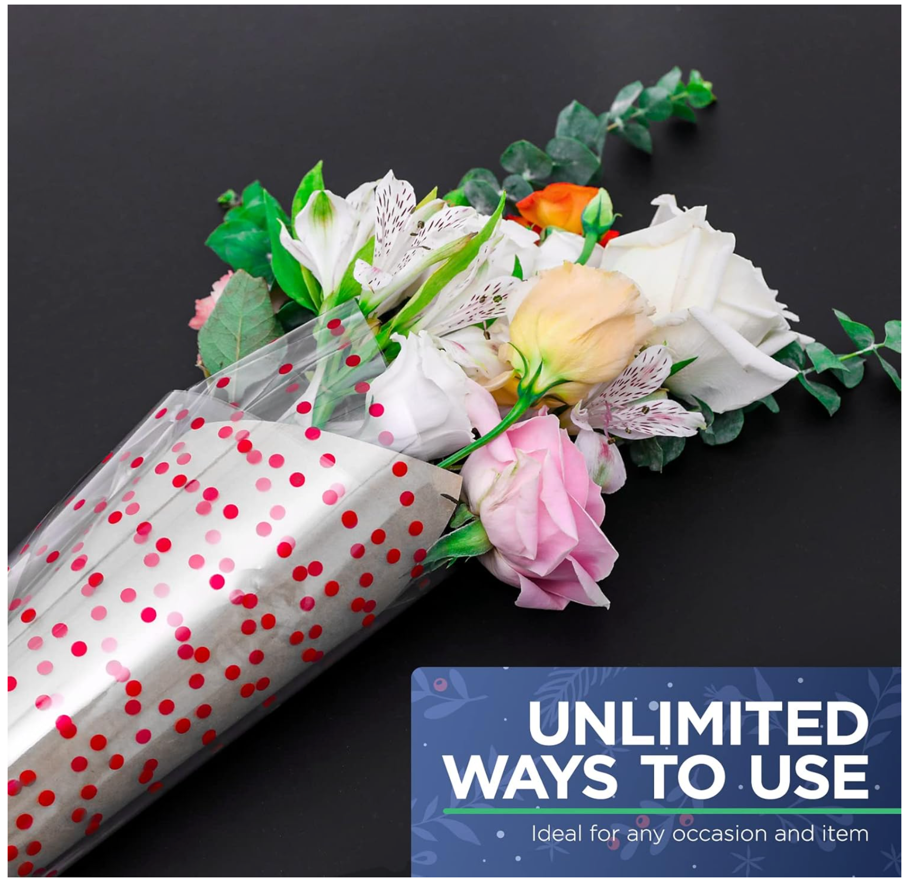 Kraft&Co Cellophane Wrap Roll – Crystal Clear Plastic Wrapping for Packing, Gift Hamper, Flower & Food | Super Thin Durable Unfolded 25 Micron Craft Film, Food Grade & Non-Toxic – image 3