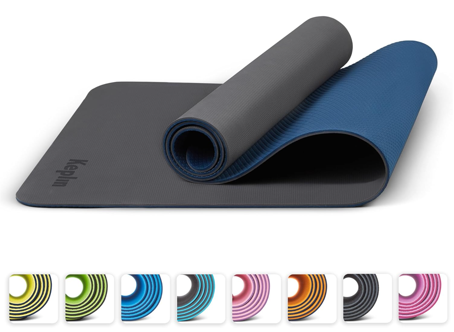 KEPLIN Yoga & Exercise Mat with Carry Strap, Large Non-Slip Comfortable Training & Workout Floor Mat for Home or Outdoor, Gym, Pilates, Gymnastics, HiiT, Stretching & Meditation