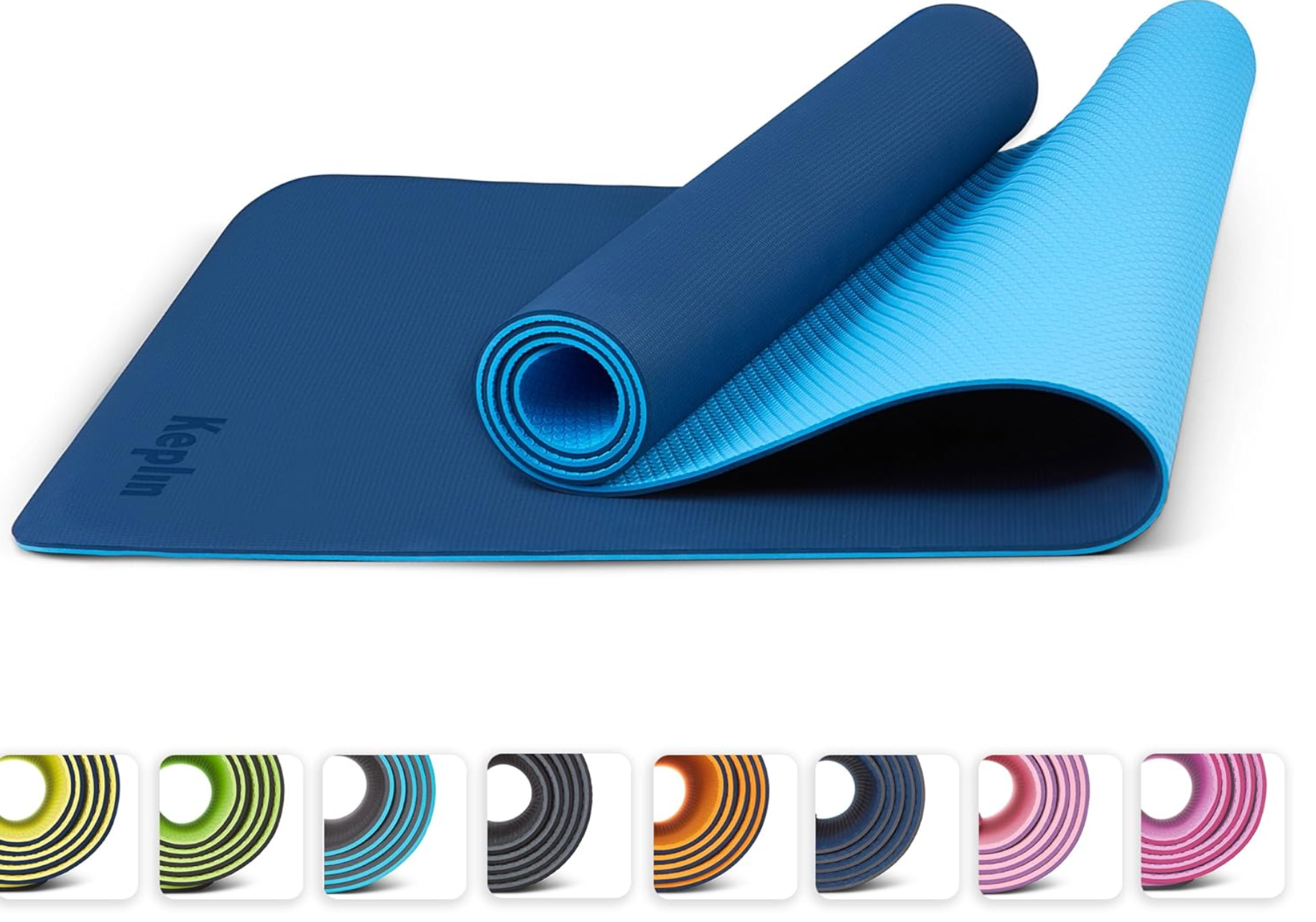 KEPLIN Yoga & Exercise Mat with Carry Strap, Large Non-Slip Comfortable Training & Workout Floor Mat for Home or Outdoor, Gym, Pilates, Gymnastics, HiiT, Stretching & Meditation