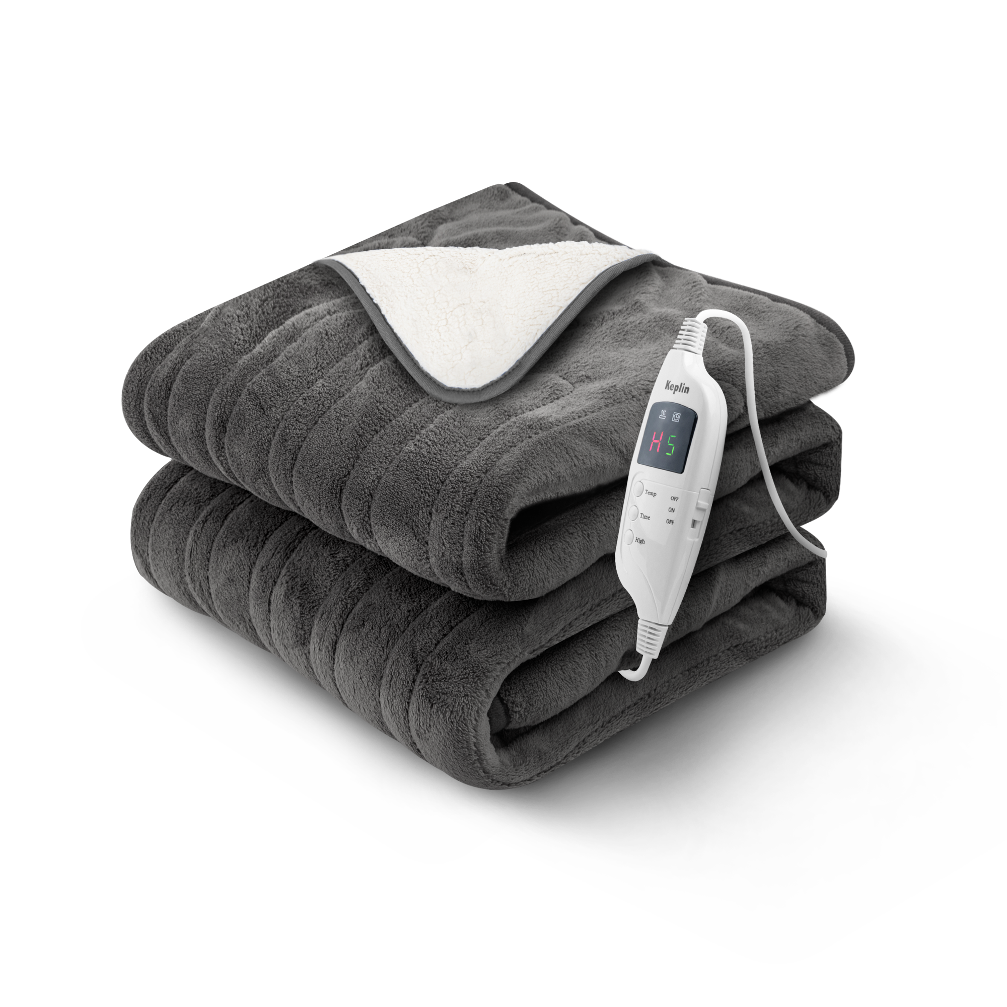 Electric Heated Throw Blanket - Machine Washable Fleece Wool Duvet, 9 Heat Settings & Timer