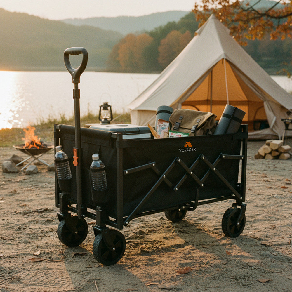 Voyager Lightweight Camping Wagon – 100 Kg Capacity – Ultra Lightweight Foldable Outdoor Cart – Compact Design, Durable Fabric, Easy Portability – Camping & Outdoor Trolley-120L