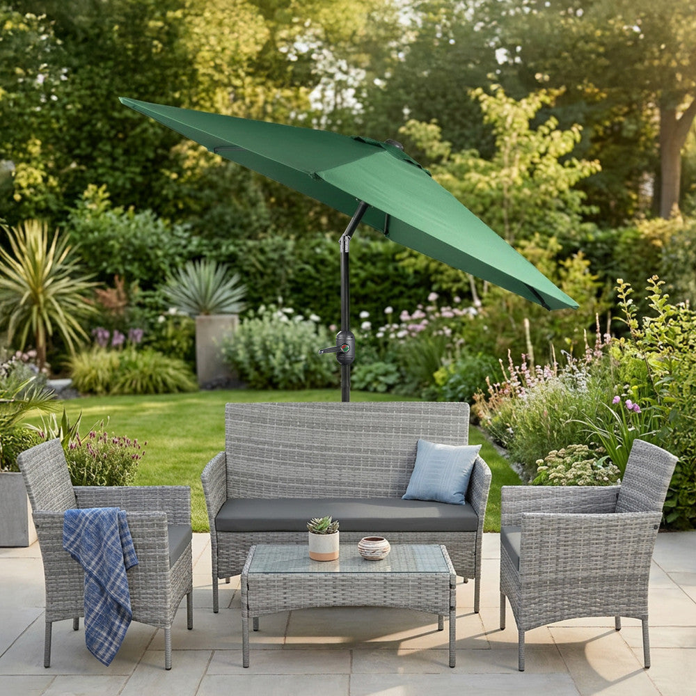 2.3m Tilting Garden Parasol with Cover for 4 Seater Tables