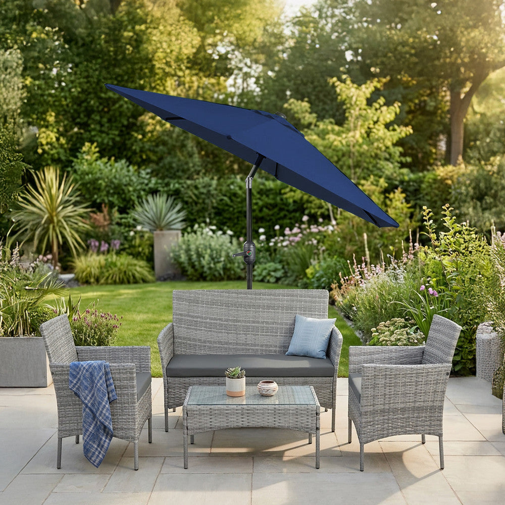 2m Tilting Garden Parasol with Cover - Compact Patio & Balcony Parasol
