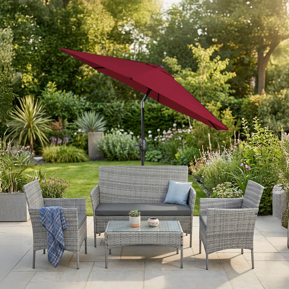 2m Tilting Garden Parasol with Cover - Compact Patio & Balcony Parasol