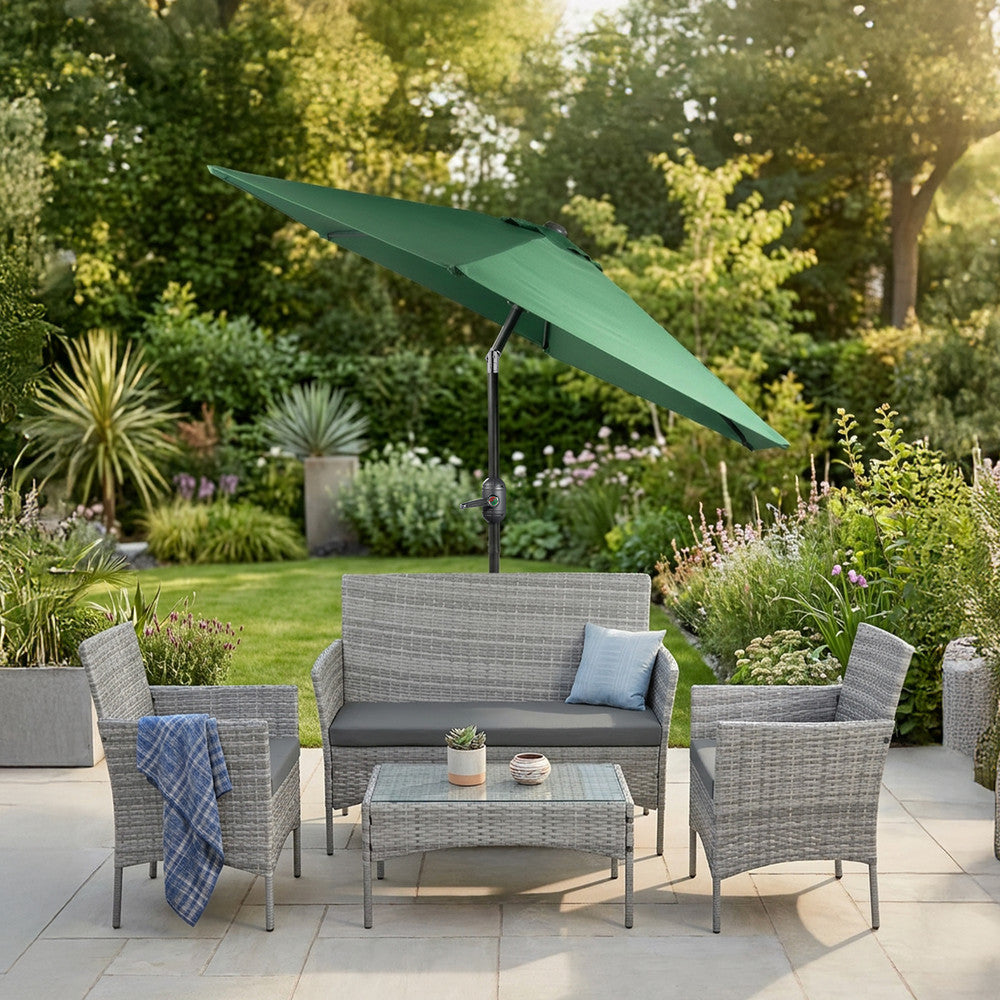 2m Tilting Garden Parasol with Cover - Compact Patio & Balcony Parasol