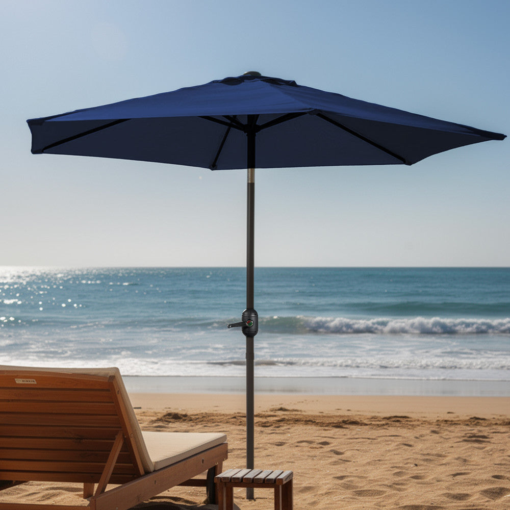 2m Tilting Garden Parasol with Cover - Compact Patio & Balcony Parasol