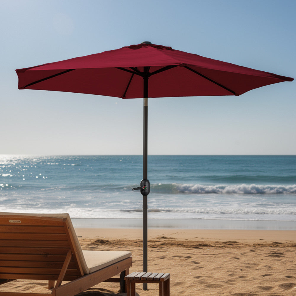 2m Tilting Garden Parasol with Cover - Compact Patio & Balcony Parasol