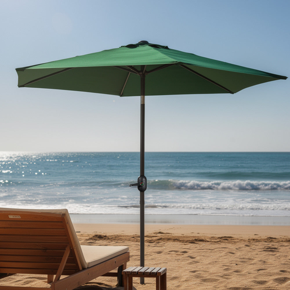 2m Tilting Garden Parasol with Cover - Compact Patio & Balcony Parasol