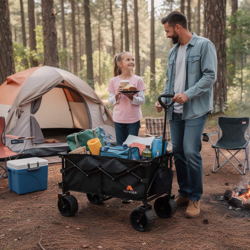 Collapsible Camping Wagon with Camping Chairs – Complete Outdoor Set