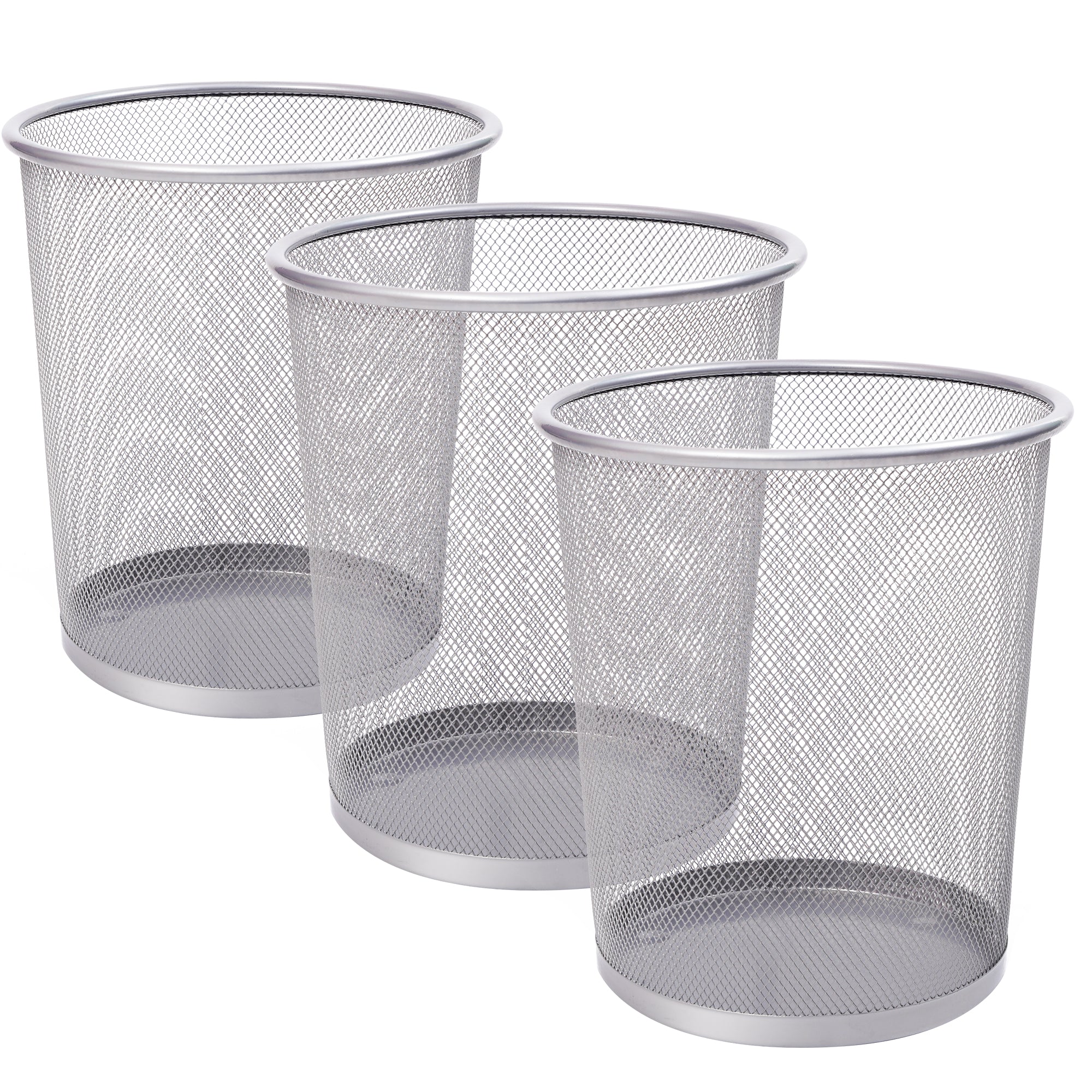 KEPLIN Round Trash Can - Black Non-slip Mesh Bin, Stylish & Sturdy Metal Waste Paper Bin for Home, Bedroom, Office, Bathroom, Living Room & Kitchen - Indoor Garbage Bin with Sleek Design