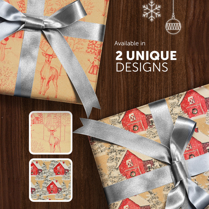 Kraft & Co Christmas Wrapping Paper Roll, 2 Pack
