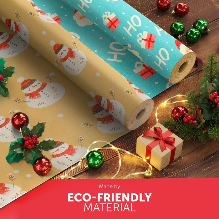 Kraft & Co Christmas Wrapping Paper Roll, 2 Pack
