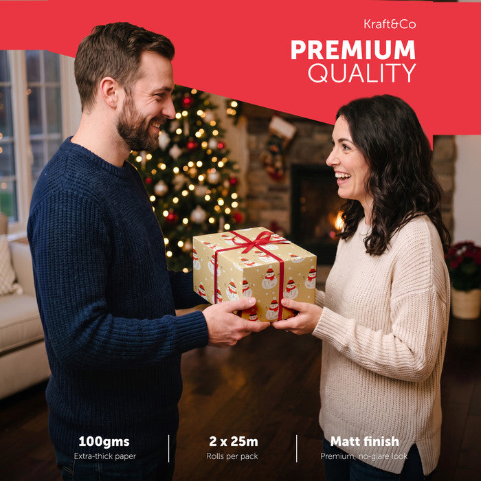 Kraft & Co Christmas Wrapping Paper Roll, 2 Pack