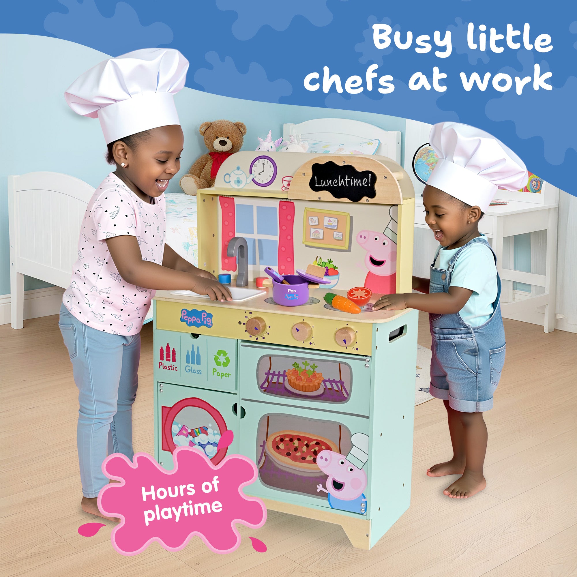 Peppa Pig Wooden Play Kitchen - Floor Standing Toy Pretend Play Kitchen Set