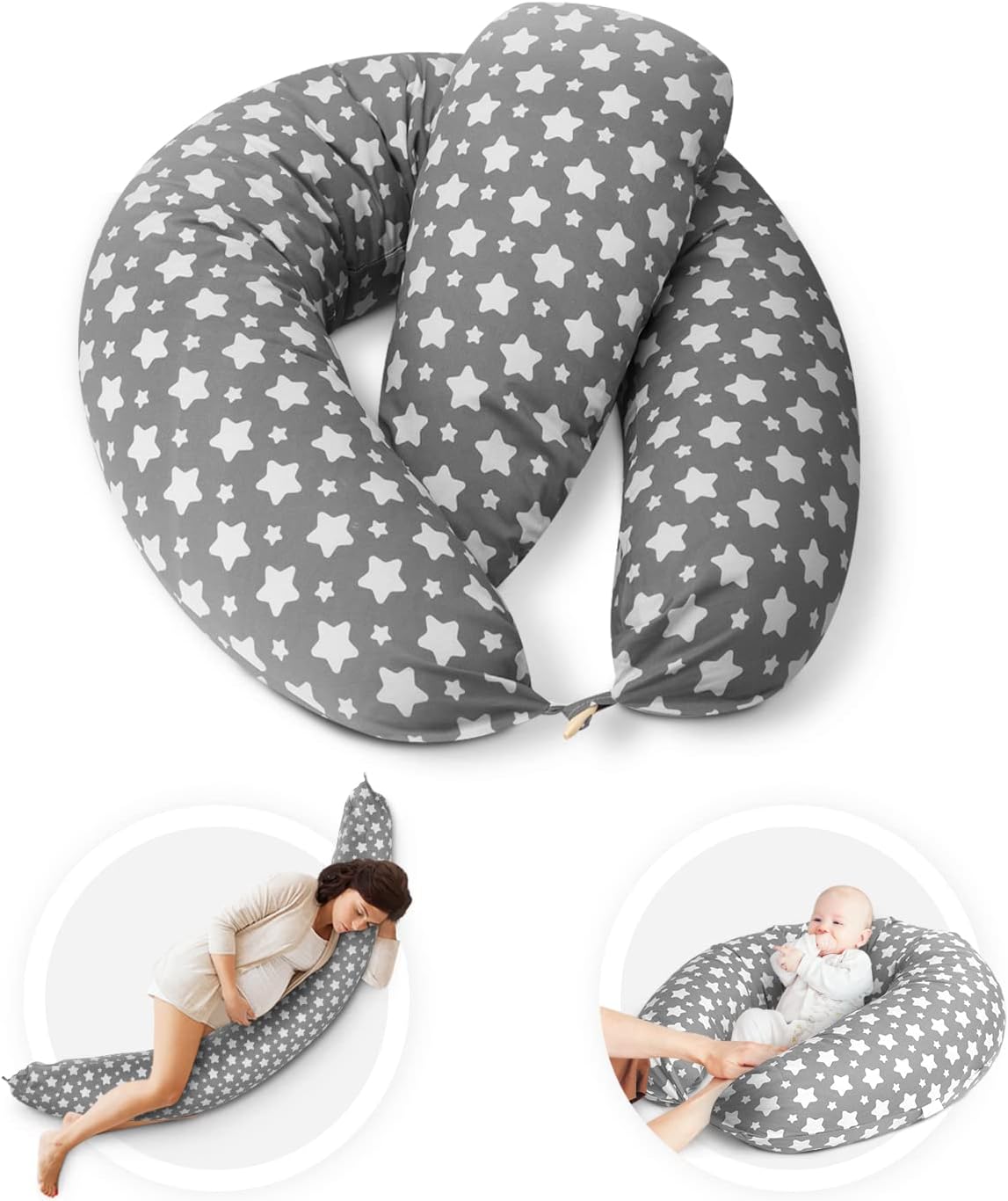 KIDOOLA 2-Pack Pregnancy Pillow & Feeding Cushion – Ultimate Support for Sleeping, Feeding, and Breastfeeding – Soft, Comfortable, Washable Maternity Pillows – Ideal Pregnancy Gift