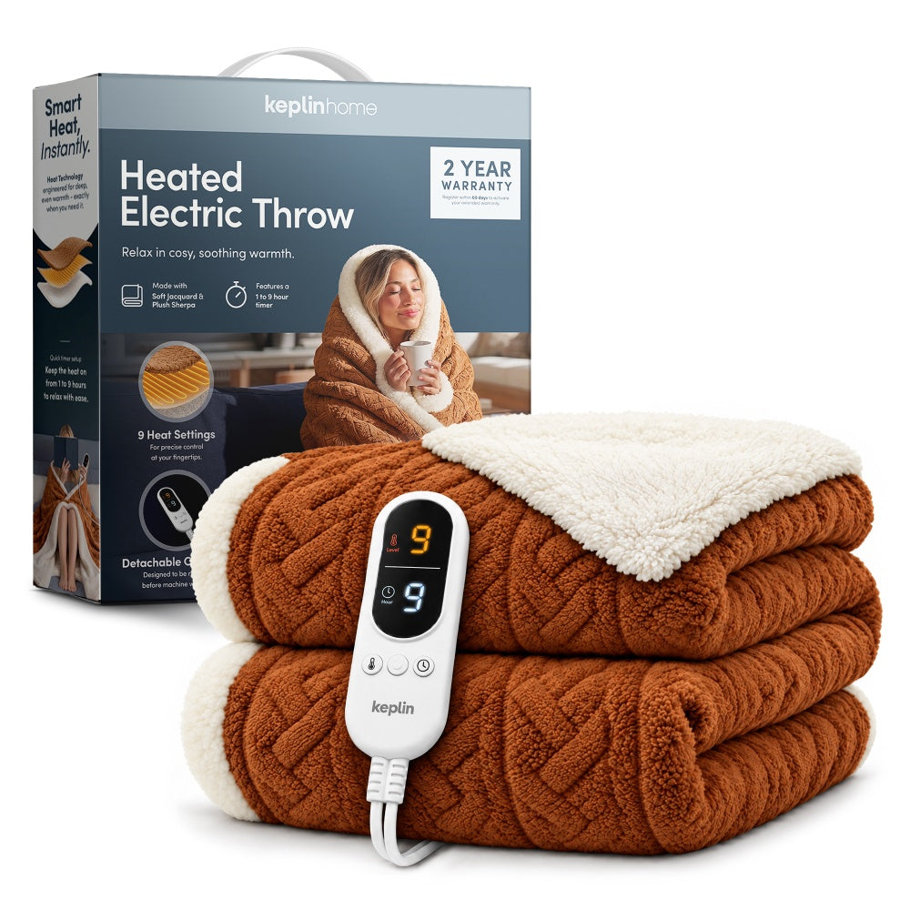 Electric Heated Throw Blanket with 9 Heat Settings