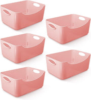 Grey plastic storage baskets with handles 5 6 pack UK