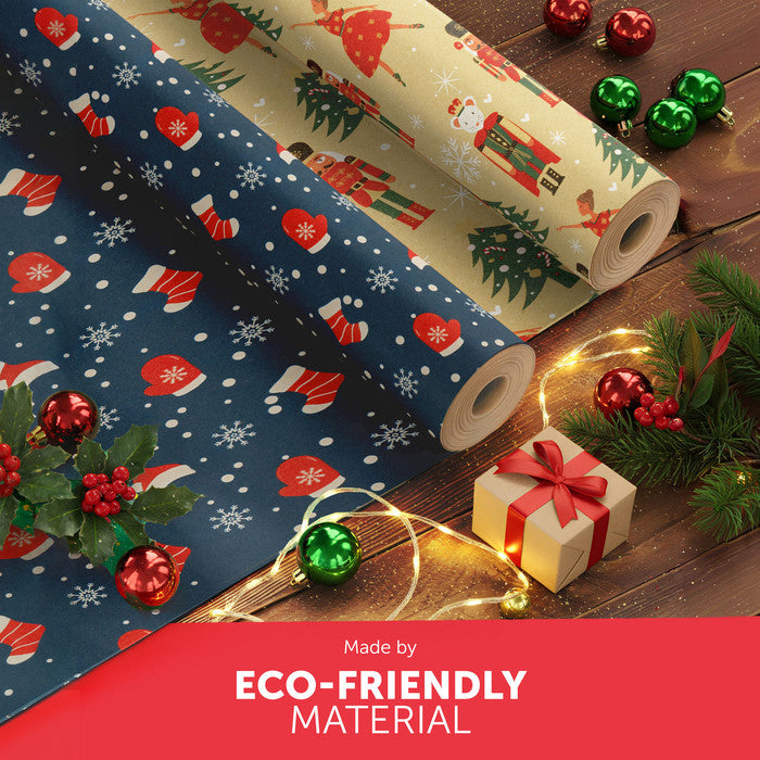 Kraft & Co Christmas Wrapping Paper Roll, 2 Pack