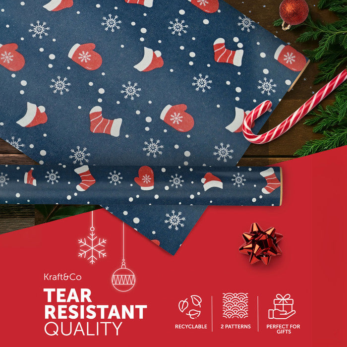 Kraft & Co Christmas Wrapping Paper Roll, 2 Pack