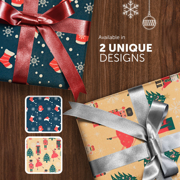 Kraft & Co Christmas Wrapping Paper Roll, 2 Pack