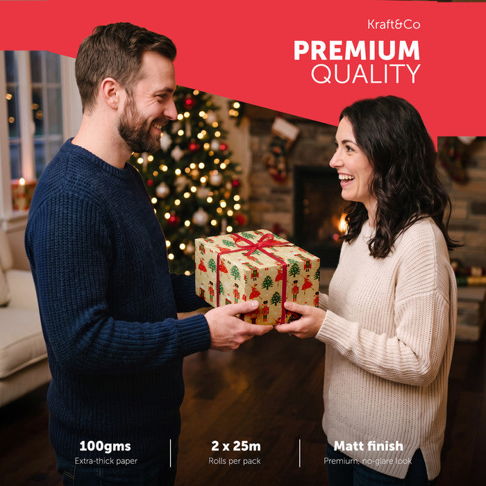 Kraft & Co Christmas Wrapping Paper Roll, 2 Pack