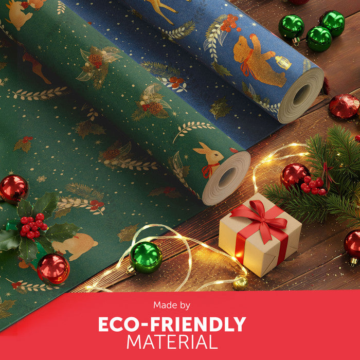 Kraft & Co Christmas Wrapping Paper Roll, 2 Pack
