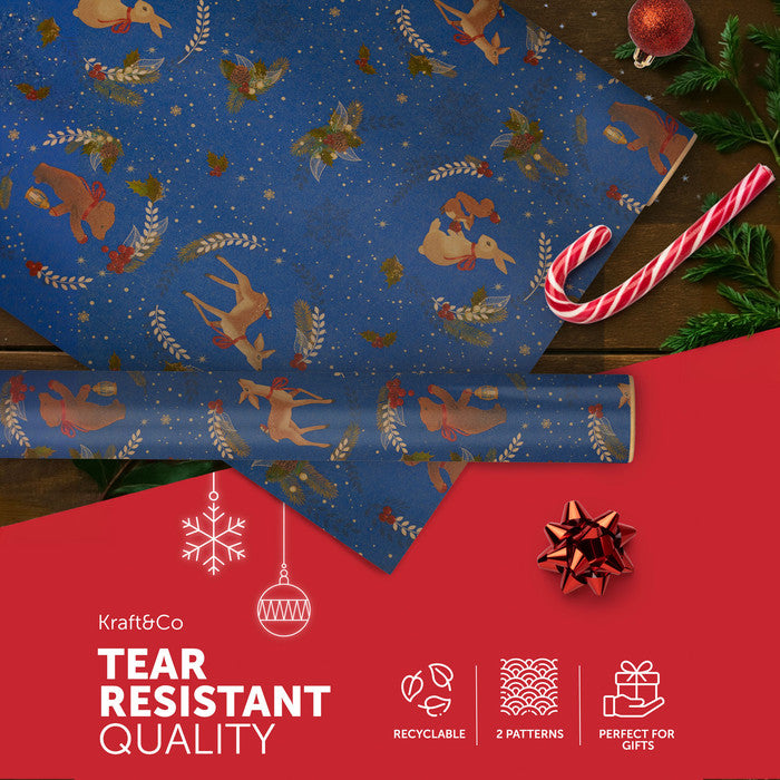 Kraft & Co Christmas Wrapping Paper Roll, 2 Pack