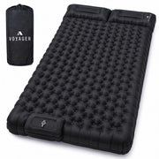 Black double inflatable camping mat – extra-wide sleeping pad for outdoor camping UK
