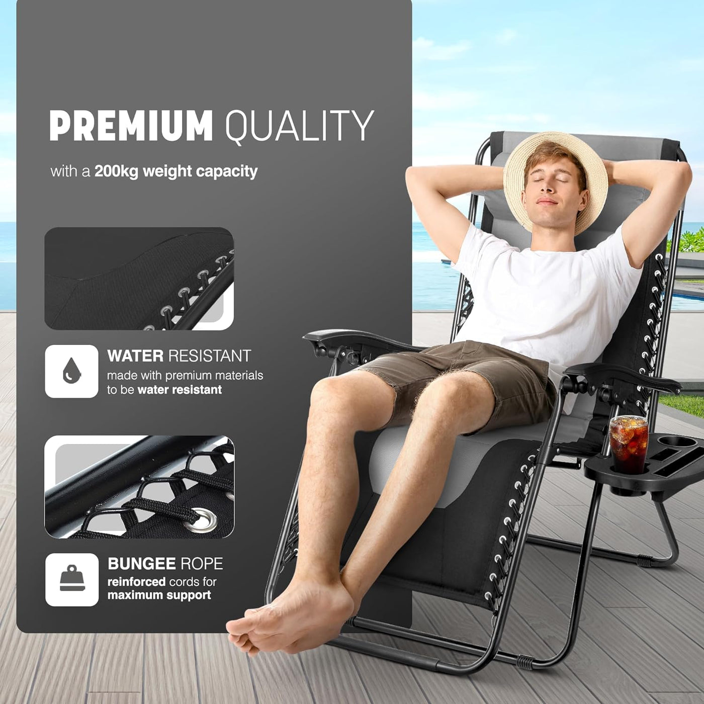 Zero Gravity Recliner Chairs 2 Pack, Outdoor & Garden Sun loungers UK