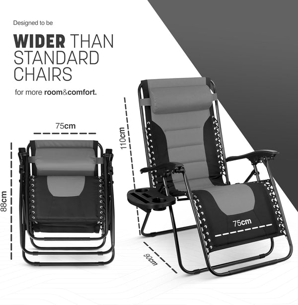 Zero Gravity Recliner Chairs 2 Pack, Outdoor & Garden Sun loungers UK