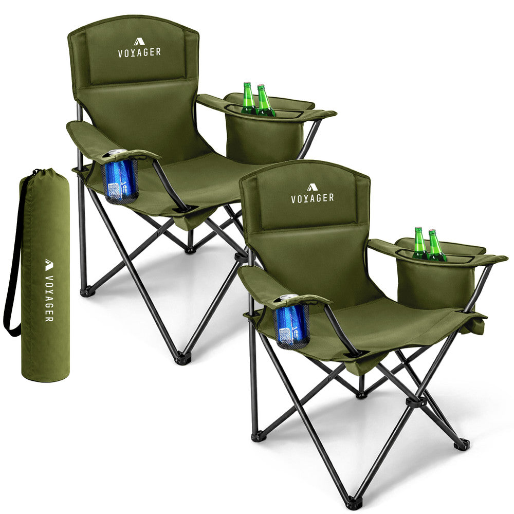 Folding Camping Chairs 2 Pack with Cooler Bag – image 10