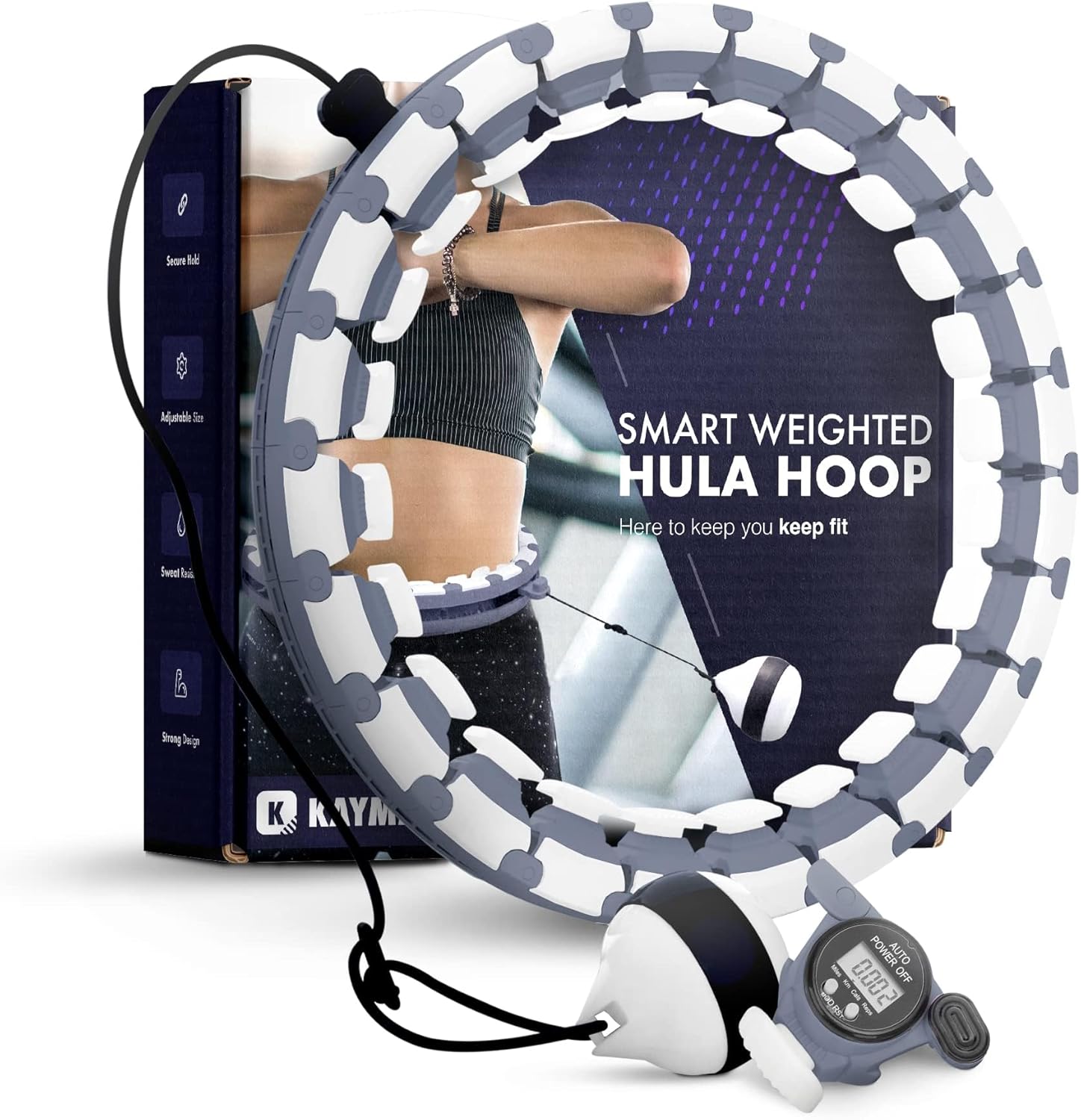 Kayman Hula Hoop Pro: 24-Section Weighted Ring with 360° Auto-Spinning Ball for Fitness, Massage, and Weight Loss – image 3