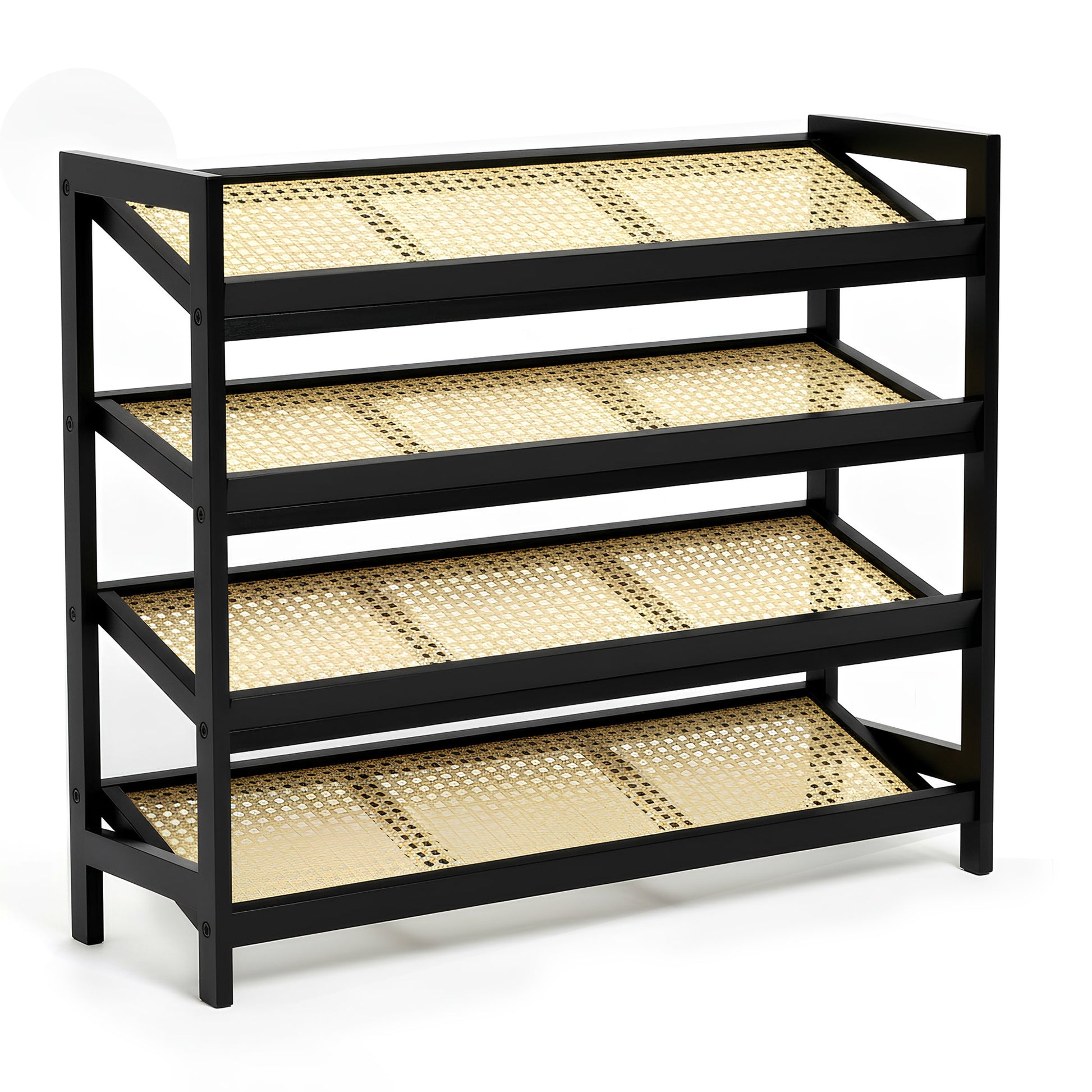 Bamboo & Rattan Shoe Rack Organiser (2/3/4-Tier)