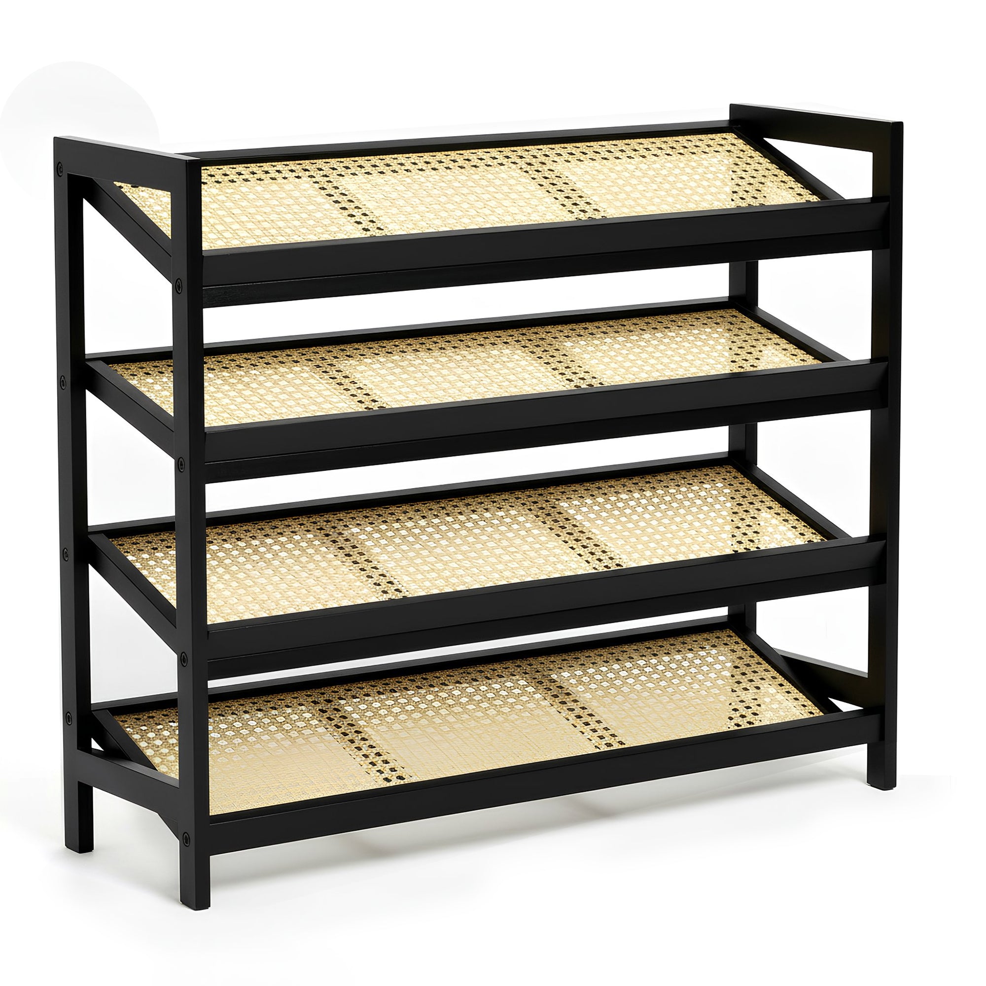 Bamboo & Rattan Shoe Rack Organiser (2/3/4-Tier)