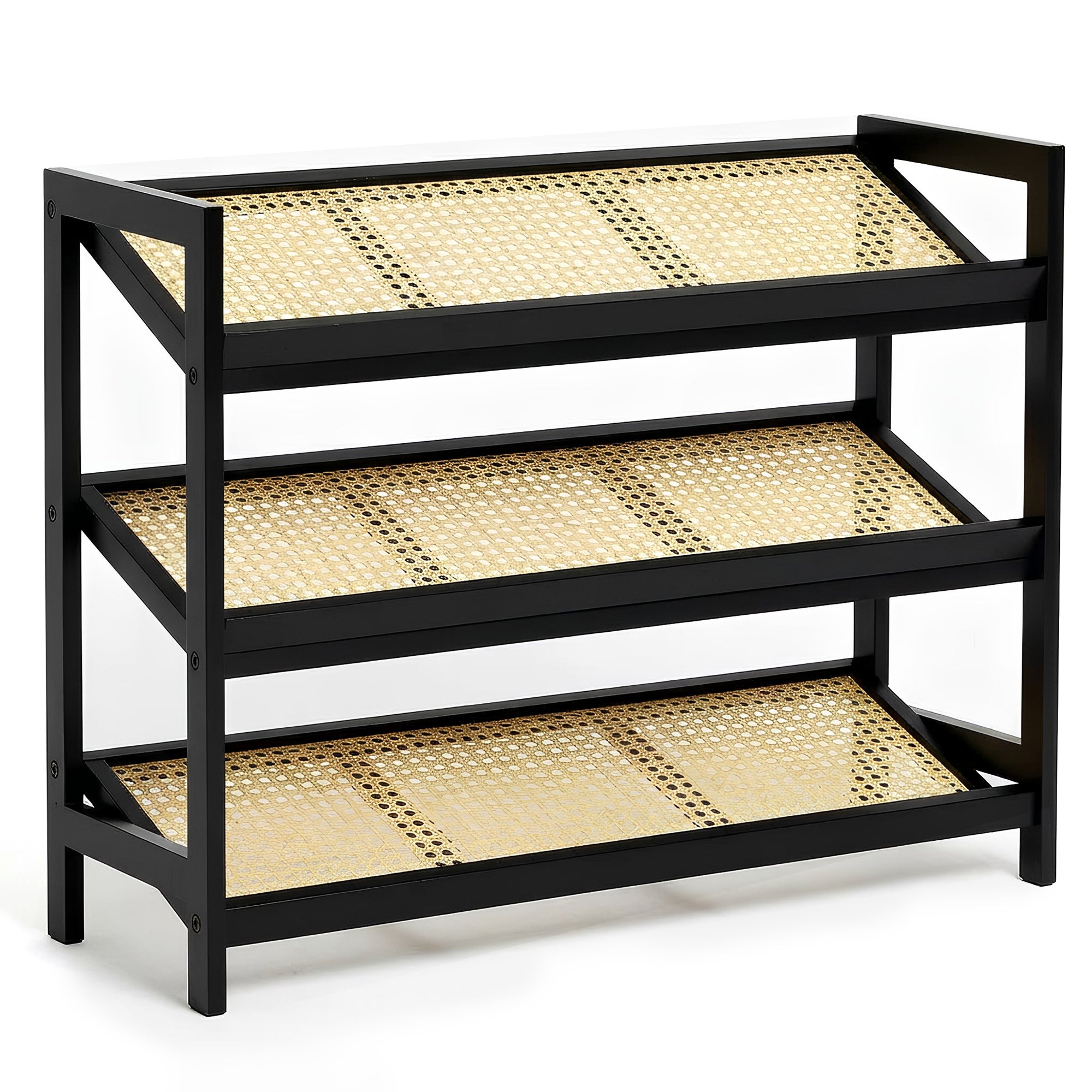Bamboo & Rattan Shoe Rack Organiser (2/3/4-Tier)