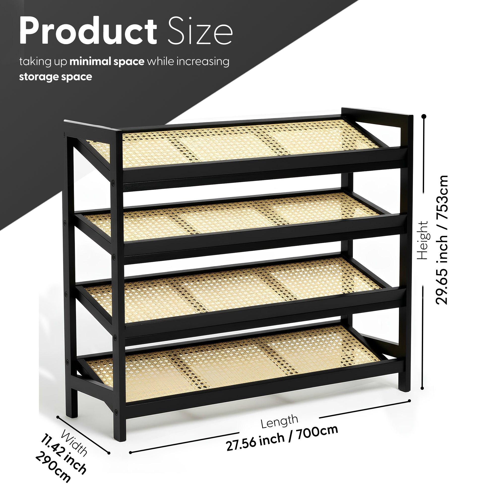 Bamboo & Rattan Shoe Rack Organiser (2/3/4-Tier)