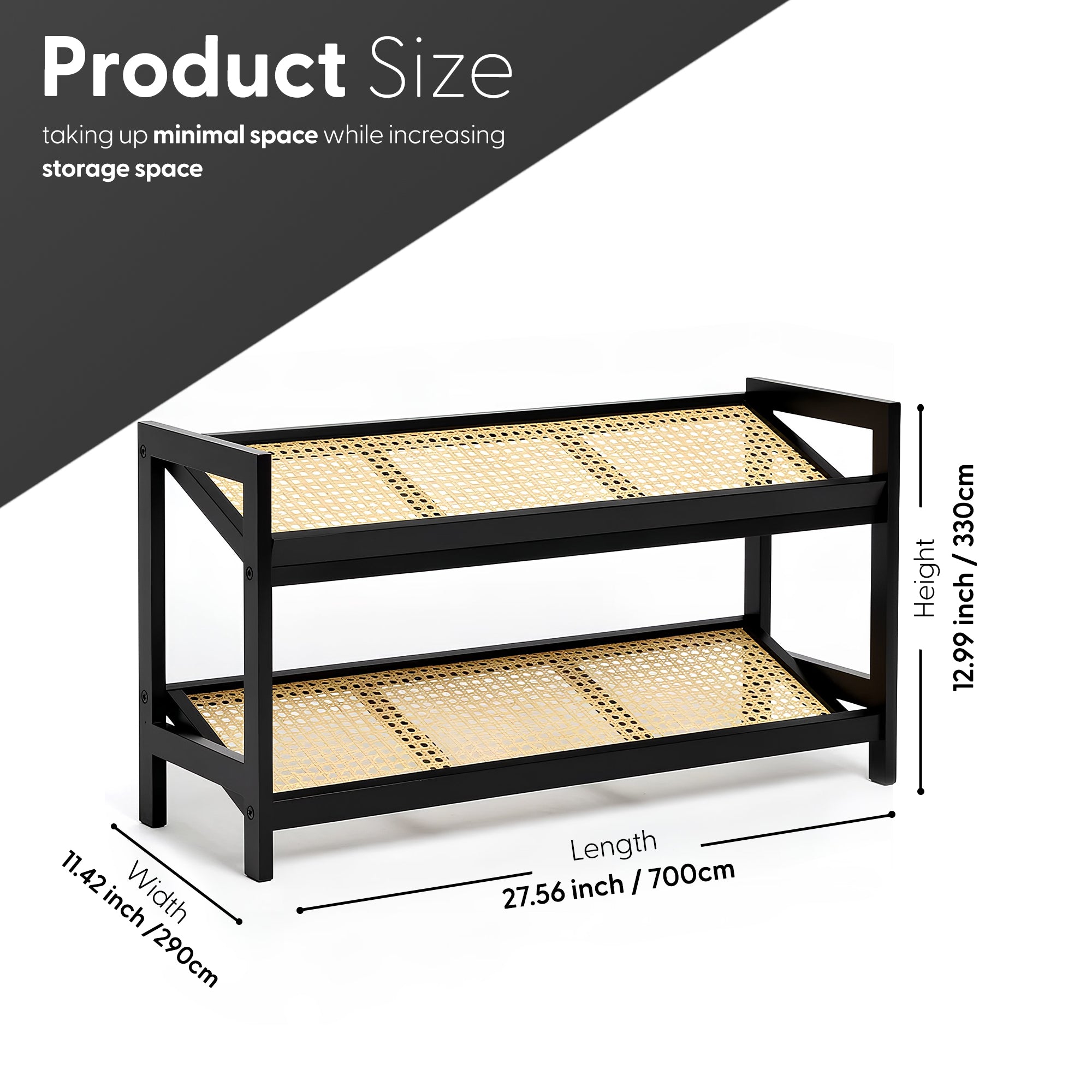 Bamboo & Rattan Shoe Rack Organiser (2/3/4-Tier) – image 29