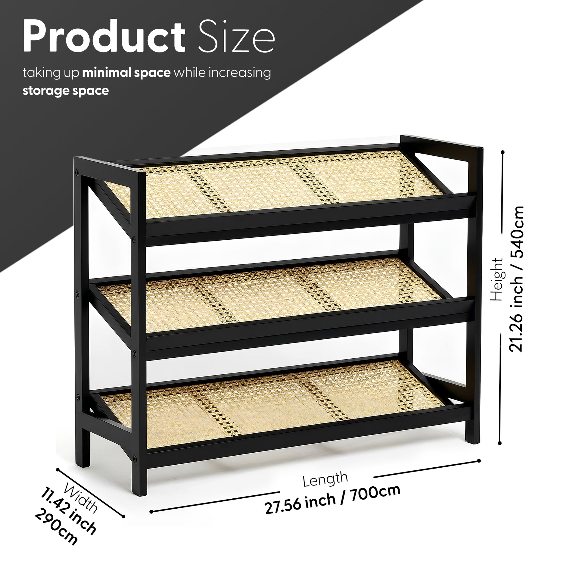 Bamboo & Rattan Shoe Rack Organiser (2/3/4-Tier)