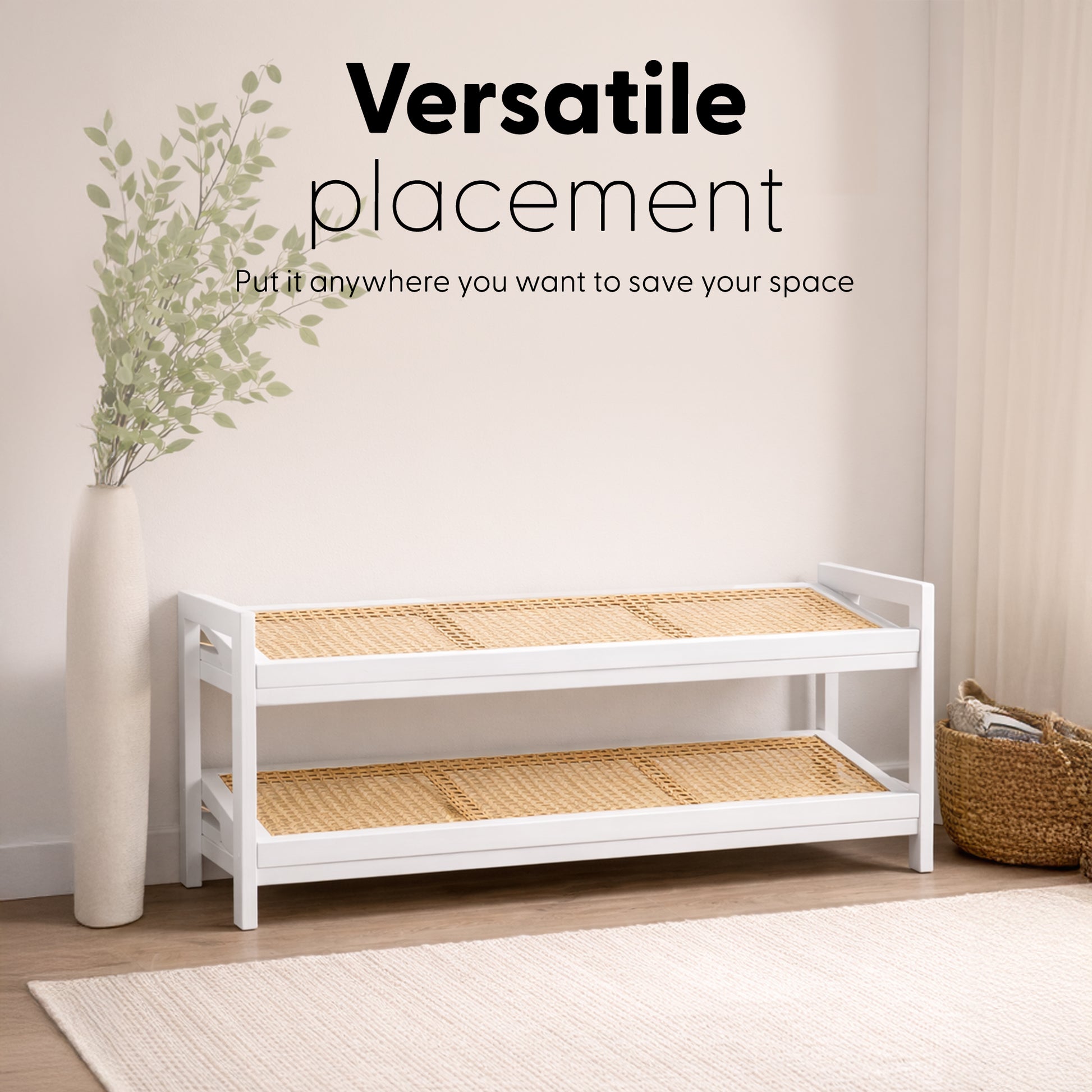 Bamboo & Rattan Shoe Rack Organiser (2/3/4-Tier) – image 4