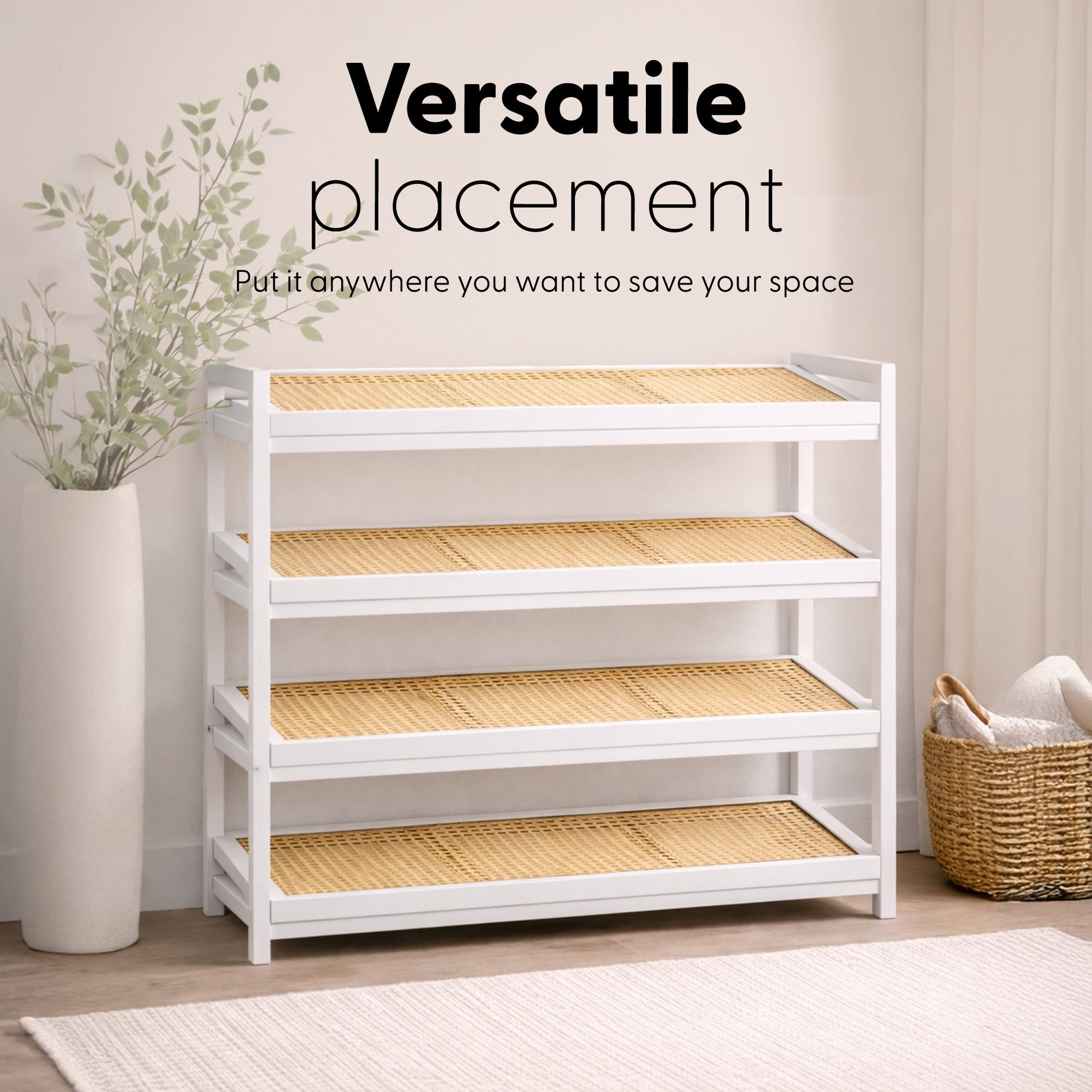 Bamboo & Rattan Shoe Rack Organiser (2/3/4-Tier) – image 19