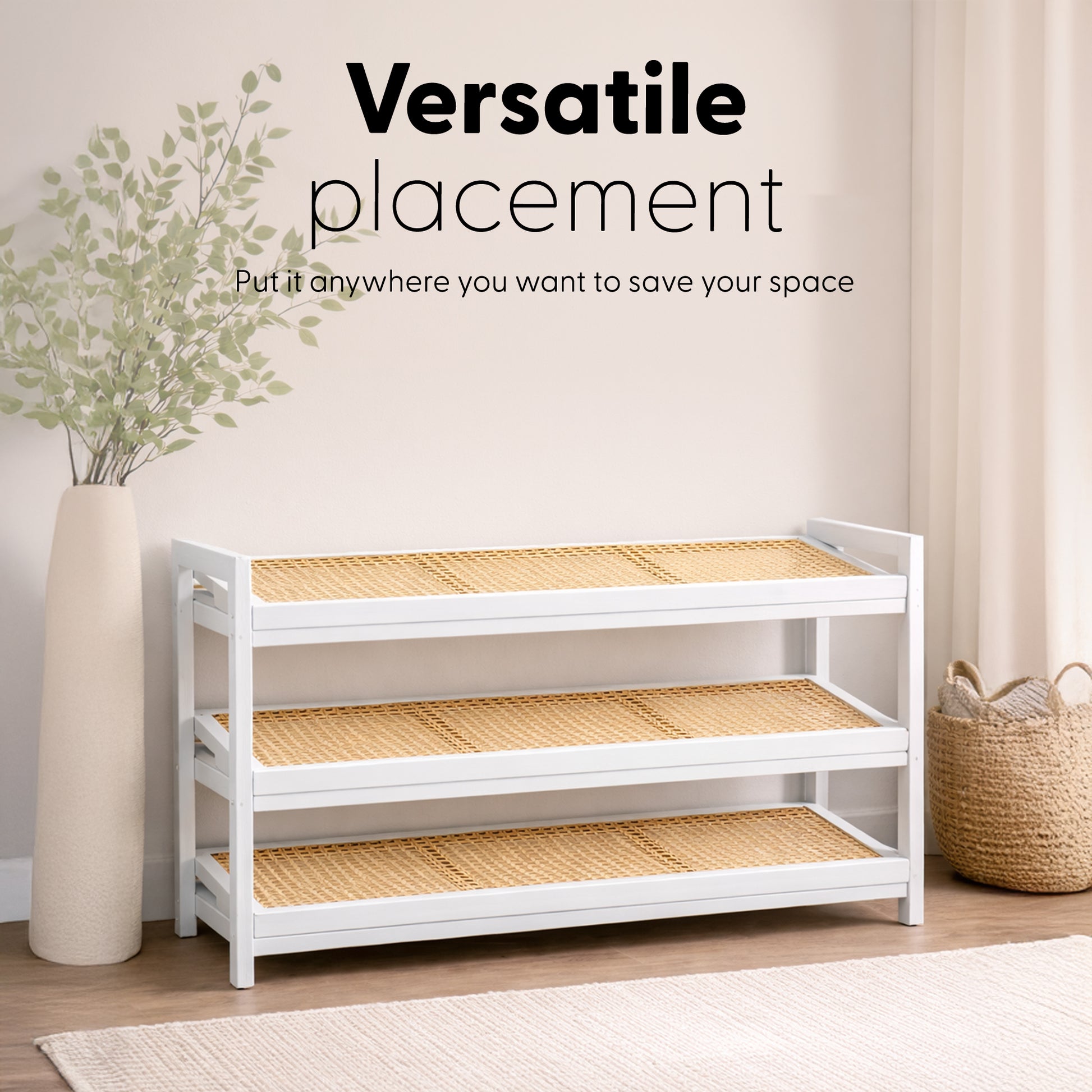 Bamboo & Rattan Shoe Rack Organiser (2/3/4-Tier) – image 12
