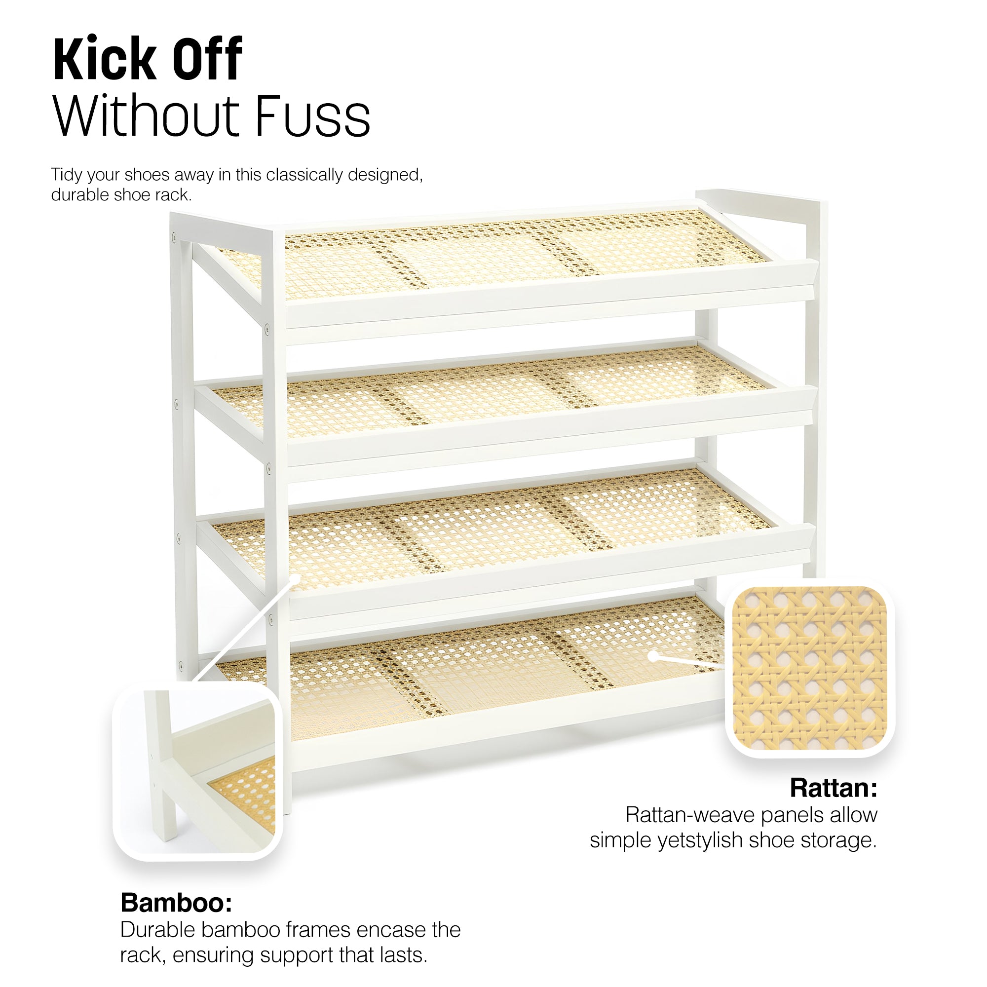 Bamboo & Rattan Shoe Rack Organiser (2/3/4-Tier) – image 21