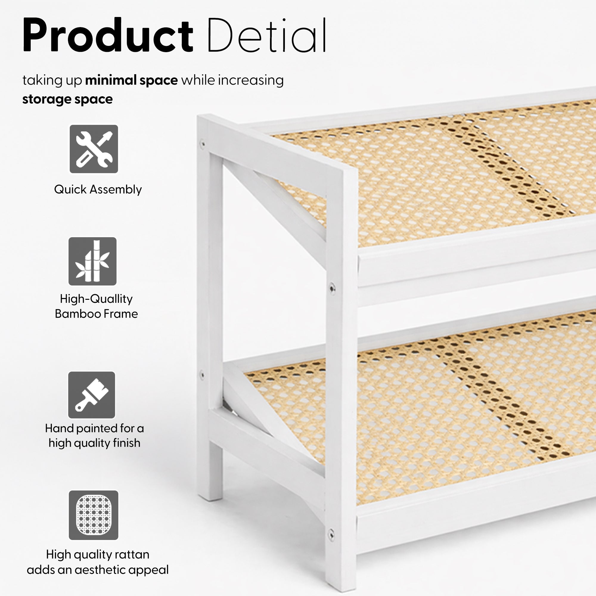 Bamboo & Rattan Shoe Rack Organiser (2/3/4-Tier) – image 15