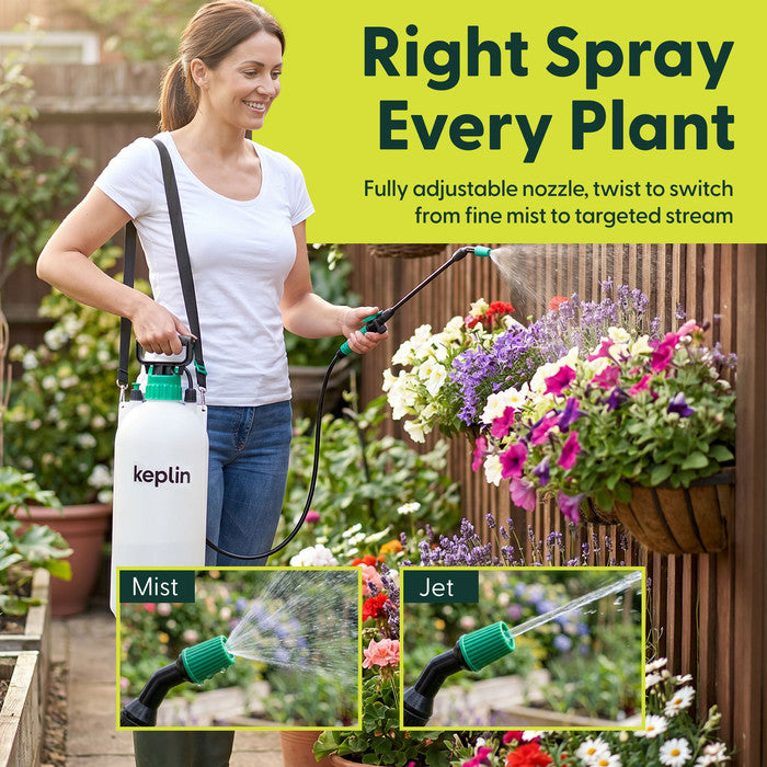 8 Litre Garden Sprayer Adjustable Nozzle Fine Mist and Jet Stream for Watering Plants